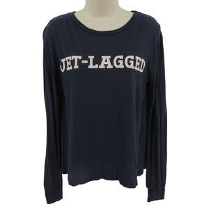 Wildfox Women Small Jet Lagged Blue Spellout Long Sleeve T Shirt Top Blouse